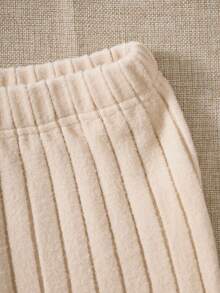 Conjunto de camiseta de punto ajustada y pantalones de pierna ancha de moda casual y versátil con diseño de nicho retro y elegante - Caqui - Ver 5