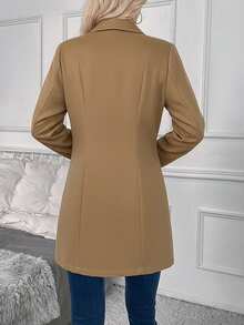 SHEIN LUNE Women's Casual Zip-Up Long Overcoat, Autumn - Apricot - View 2