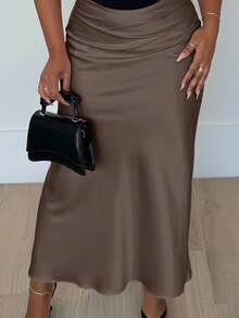 Alexandranx High Waist Maxi Mermaid Skirt - Coffee Brown - View 3