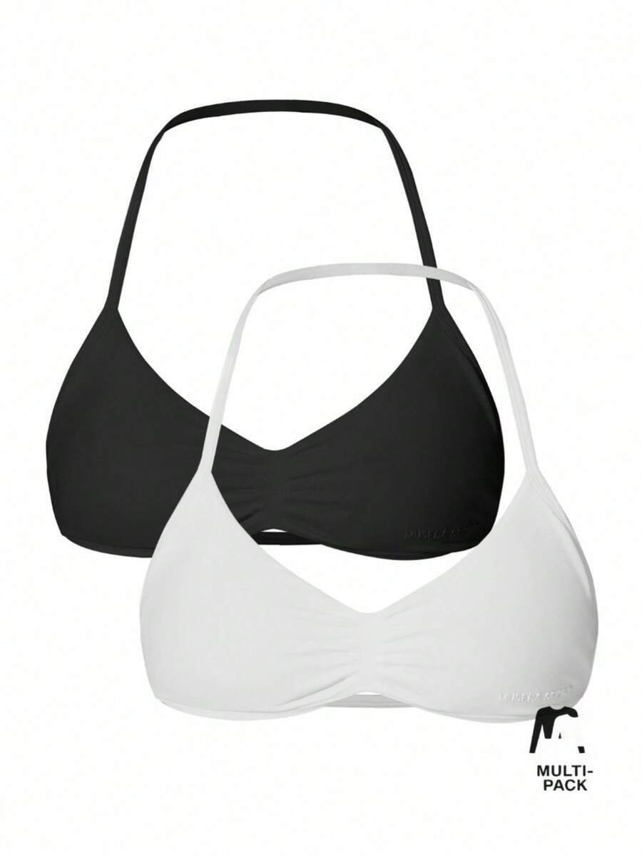 Musera Sport 纯色褶皱露背运动文胸秋冬运动健身休闲板网球健身