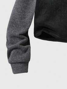 Bộ quần áo thể thao đường phố, rộng rãi, đa năng, mặc hàng ngày, phù hợp với mọi lứa tuổi cho bé gái tuổi mới lớn, giặt axit, cắt gấu + quần ống rộng - Nhiều màu - Xem 3