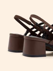 CUCCOO BASICS 女士经典低跟露跟鞋 - 咖啡棕 - 查看 10