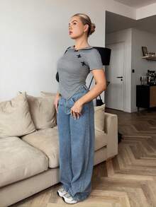 Bethéva Jeans casuales y sueltos con botones delanteros y varios bolsillos, para uso diario - Lavado ligero - Ver 5