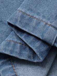 Livesso Women's Lapel Jacket And Loose Fit Jeans Set - Blue - View 7