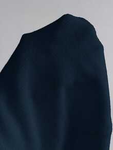 Elamini Women's Autumn/Winter Minimalist Sexy Open Back Flare Sleeve Fitted Sweater Dress - Navy Blue - View 6