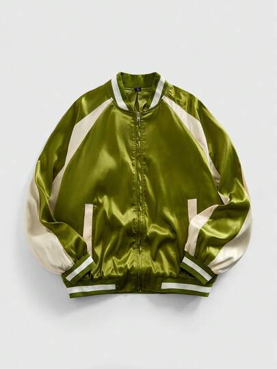 Street Life Veste de baseball à imprimé floral patchwork bicolore pour hommes