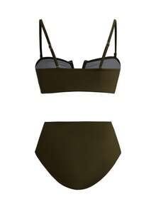 Swim Oasis Bộ đồ bơi trơn màu dành cho nữ đi nghỉ mát và đi biển - Màu xanh Ô liu - Xem 8