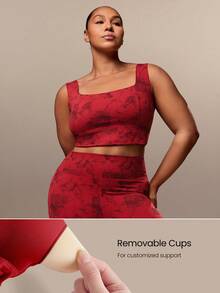 GLOWMODE FeatherFit™ Full Underarm Coverage Square Neck Sports Bra Low Impact Yoga Daily Removable Cups - Multicolor - View 4