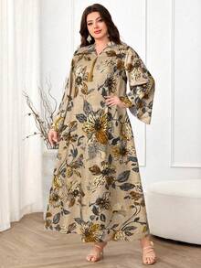 Al Najma Plus Size Women's Elegant Printed Arabic Style Dress Dress Modest - Multicolor - View 5