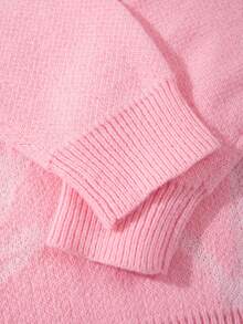 ROMWE MEN Goth Men's Casual Spider Web Pattern Sweater, Autumn/Winter, Long Sleeve Top - Pink - View 4