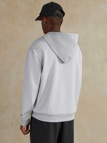 Manfinity Roghcode Men's Solid Color Drop Shoulder Casual Loose Fit Hoodie Blank Hoodie Light Grey Hoodie Sp5der Hoodie Hoodie Men, Long Sleeve Top - Grey - View 2