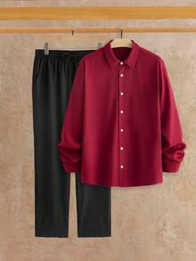 Manfinity NXTstreet Men's Casual Versatile Shirt And Pants Set Men Casual Top And Bottom Set Men 2 Piece Set Pants And Shirt Set Men Pants And Shirt Men Set - Multicolor - View 6