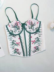 Myrelith Elegante top de camiseta con bordado floral - Blanco - Ver 6