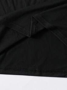 SHEIN 青少年男童撞色褶皱休闲长袖Polo衫 - 黑色 - 查看 6