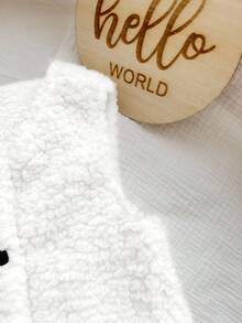 SHEIN Baby Girl 2pcs/Set Cute & Versatile Fluffy Solid Color Sleeveless Jacket Vest, Casual Suitable For Outings And Play, Autumn/Winter