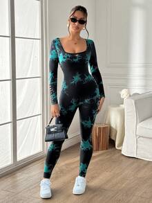 Slayform Modny kombinezon z nadrukiem tie-dye i dopasowanym krojem