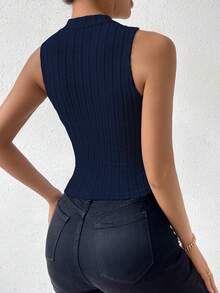 Rafferiza 女士休闲纯色简约罗纹背心 - 彩色 - 查看 2