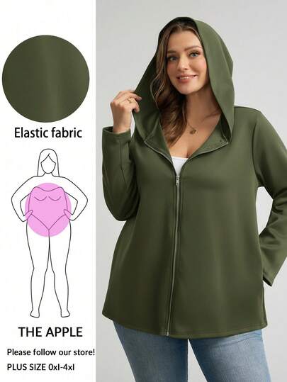 Comfylo معطف نسائي كاجوال أسود للحجم الكبير للخريف والشتاء، بسحاب وجيوب، بطانة دافئة مناسبة للخروج في فصلي الخريف والشتاء