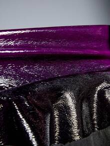 LYSMO Plus Size Glossy PU Punk Avant-Garde Casual Cinched Waist Pocket Jacket, Autumn/Winter - Black - View 10