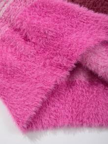 ROMWE MEN Street Life Men's Casual Everyday Contrast Color Zipper Half-Zip Fleece Knit Sweater Vest - Hot Pink - View 6