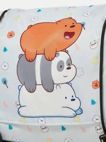 We Bare Bears X SHEIN 1 pièce Sac cosmétique pliable de grande capacité à la mode avec imprimé d'ours bleu clair - Bleu clair - Voir 4