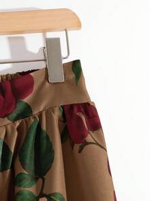 GlowEve CURVE 女式优雅休闲大花灰棕色喇叭裙 - 彩色 - 查看 3