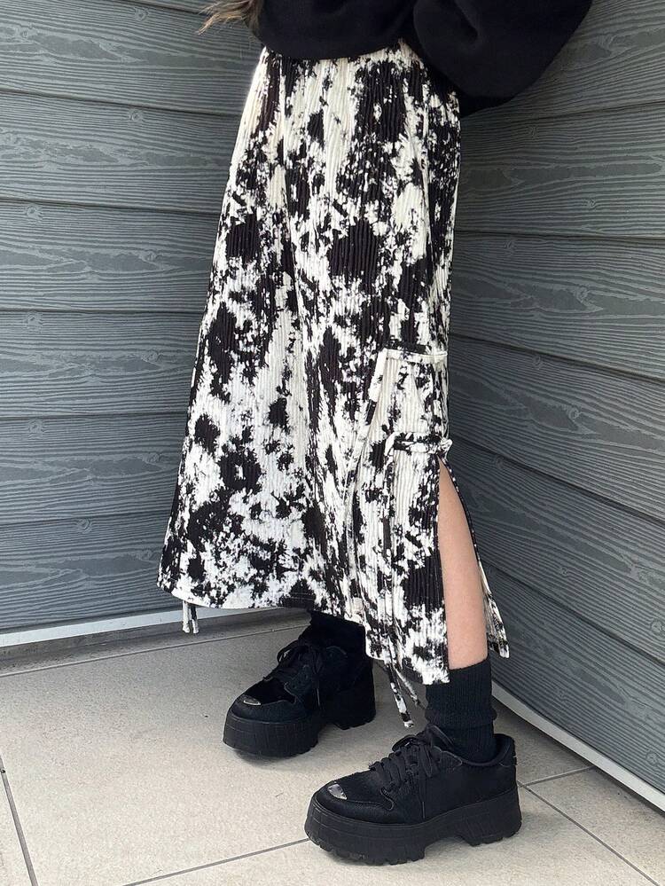 Women's Fashion Tie-Dye Print Side Slit Skirt Vacation Outfits Women