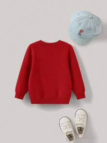 PrepCrw 1 pieza Suéter casual de manga larga con cuello redondo y estampado de perro de dibujos animados para bebés niños, suéter de punto de invierno/otoño para bebé niño, suéter rojo de bebé, suéter de cachorro, suéter de bebé niño, suéter de perro para bebé en otoño, días festivos - Rojo - Ver 3