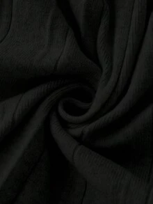 Franclia 新款秋季优雅百搭修身腰部褶裥连衣裙 - 黑色 - 查看 6