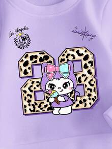 SHEIN Cozy Fall & Winter Styles 2pcs Baby Girls Casual Fashion Creative Personalized Fresh Cute Cartoon Character Leopard Print Number Bow Ice Cream Pattern Letter Slogan Rabbit Animal Cartoon Bow Number 23 Ice Cream Print Casual Basic Purple Crew Neck Sweatshirt And Purple Leggings Set, Comfortable Outfit For Baby Girls In Autumn/Winter Babygirl Outfits Pants Violet Lilac Blue Toddler Outfit Toddler Girl Purple Sets Lavender Outfit Toddler - Multicolor - View 6