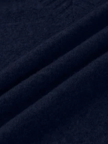 SHEIN Attitoon Áo len cổ chữ V sâu màu xanh lam đậm đơn giản dành cho nữ, phù hợp cho mùa thu/đông - Màu xanh hải quân - Xem 5