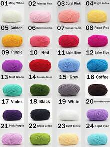 1/2股 5股混色乳白色腈纶纱线，50克/股，柔软中等粗细的针织纱线，适用于手工编织、钩编、DIY工艺品包袋、围巾，100%腈纶牛奶棉纱线 - 彩色 - 查看 2