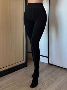 DAZY 女士保暖加厚不透明连裤袜，黑色加厚款，适合秋冬季穿着 - 黑色 - 查看 5