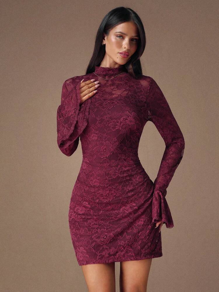 chinese dress ladies SANDY Berry Wine Strappy Lace Maxi Dress