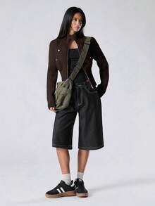 LYSMO 女士时尚绗缝拉链羽绒服，秋冬款 - 咖啡棕 - 查看 3