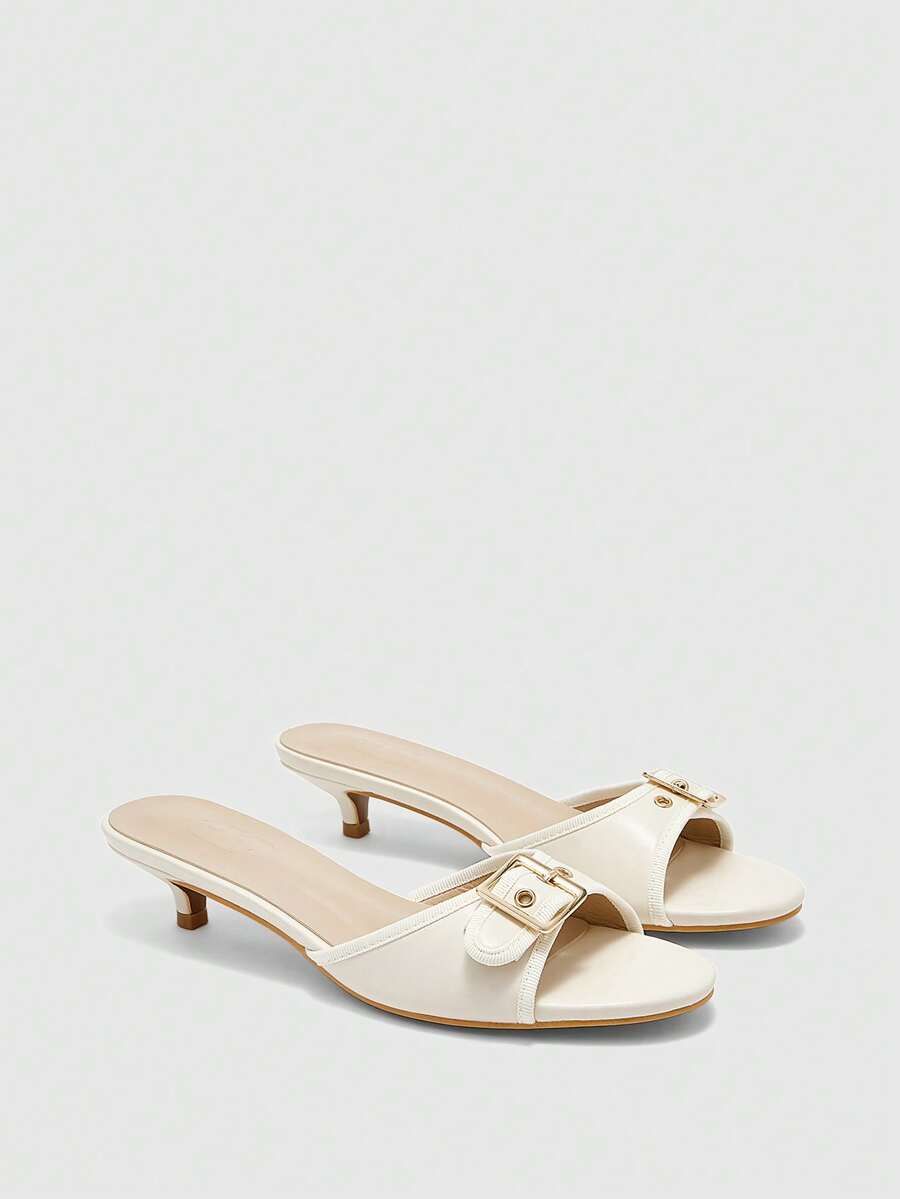 CUCCOO BIZCHIC Women's Buckle Design Fashion Daily Wear Stiletto Slide Sandals For Christmas Valentine's Day