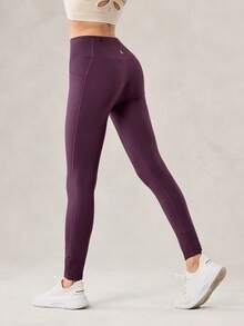 OutZeal Women Outdoor Leggings Solid Color Workout Gym Yoga Thermal Lined Tummy Control High Waist Multi Pocket Sports Pants Fall Winter - Purple - View 8