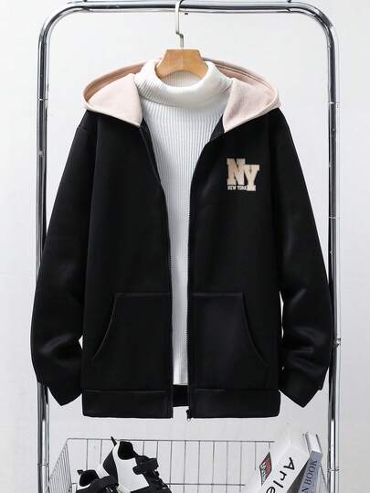 青少年男童百搭卫衣，撞色简约宽松版型，休闲学院风，舒适时尚，百搭实用，面料柔软，适合日常穿着、上学、外出、户外运动，秋冬季皆宜。