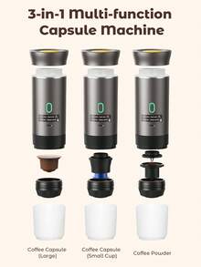 Teckwe Portable Electric Espresso Machine, Camping Coffee Machine, Car Coffee Machine With Self Heating Function, USB-C Interface, Suitable For Grinding Coffee And NS Capsules, RVs, Hiking And Offices - Grey - View 4