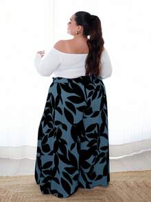 Pretty and Ole 大码弹性腰部宽松印花裤，适合度假穿着 - 彩色 - 查看 2