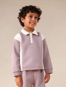 SUMWON Boys Lavender Polo And Jogger Set Long Sleeve Collared Sweatshirt Tracksuit Casual Everyday Wear - Grey - View 3