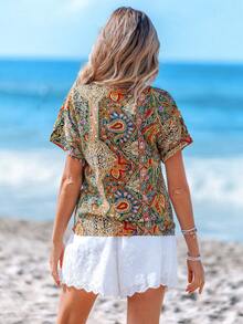 Sylviya V-Neck Drop Shoulder Casual Holiday Elegant Loose Blouse For Women