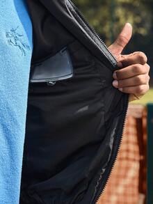 SWAVVY 男士纯色拉链休闲宽松冬季长袖外套 - 黑色 - 查看 7