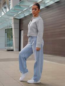 SAYEHFBABY Women's Solid Color Single-Breasted Casual Short Cardigan Grey Cardigan In Fall/Winter ,Petite Women - Grey - View 5