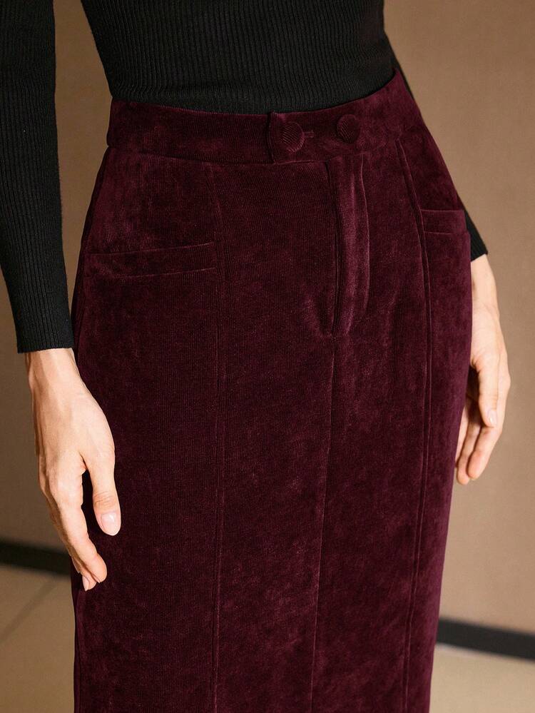 WOMEN'S AUTUMN/WINTER CHENILLE SPLIT BACK LONG SKIRT