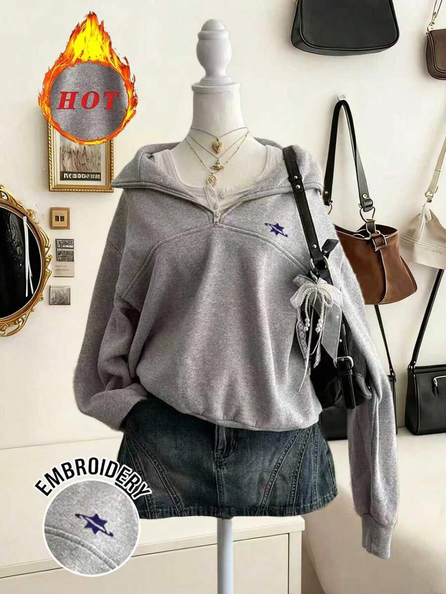 Lalippa Women's Casual Loose Fit Half-Zip Pullover Sweatshirt, Christmas