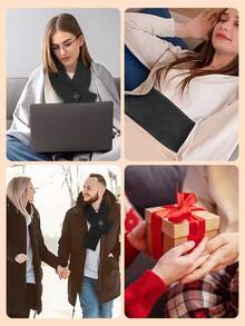 Teckwe 1pc Warm Scarf, Heated Scarf, Winter Scarf, Washable, USB Powered (Requires Separate Power Bank),Soft Warm Scarves Heating Modes For Outdoor Cycling Skiing Skating