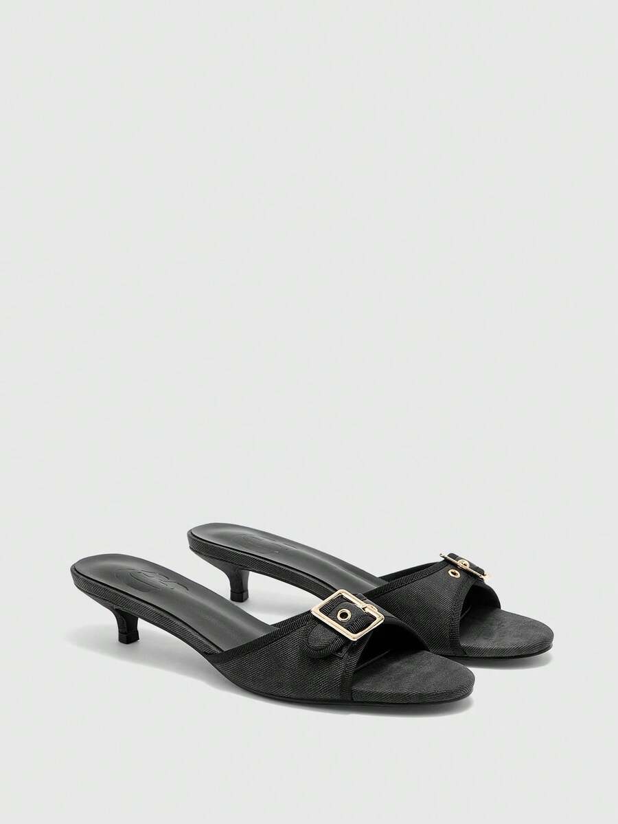 CUCCOO BIZCHIC Modische, vielseitige minimalistische Damen Sandaletten mit Absatz - Schwarz - Übersicht 1