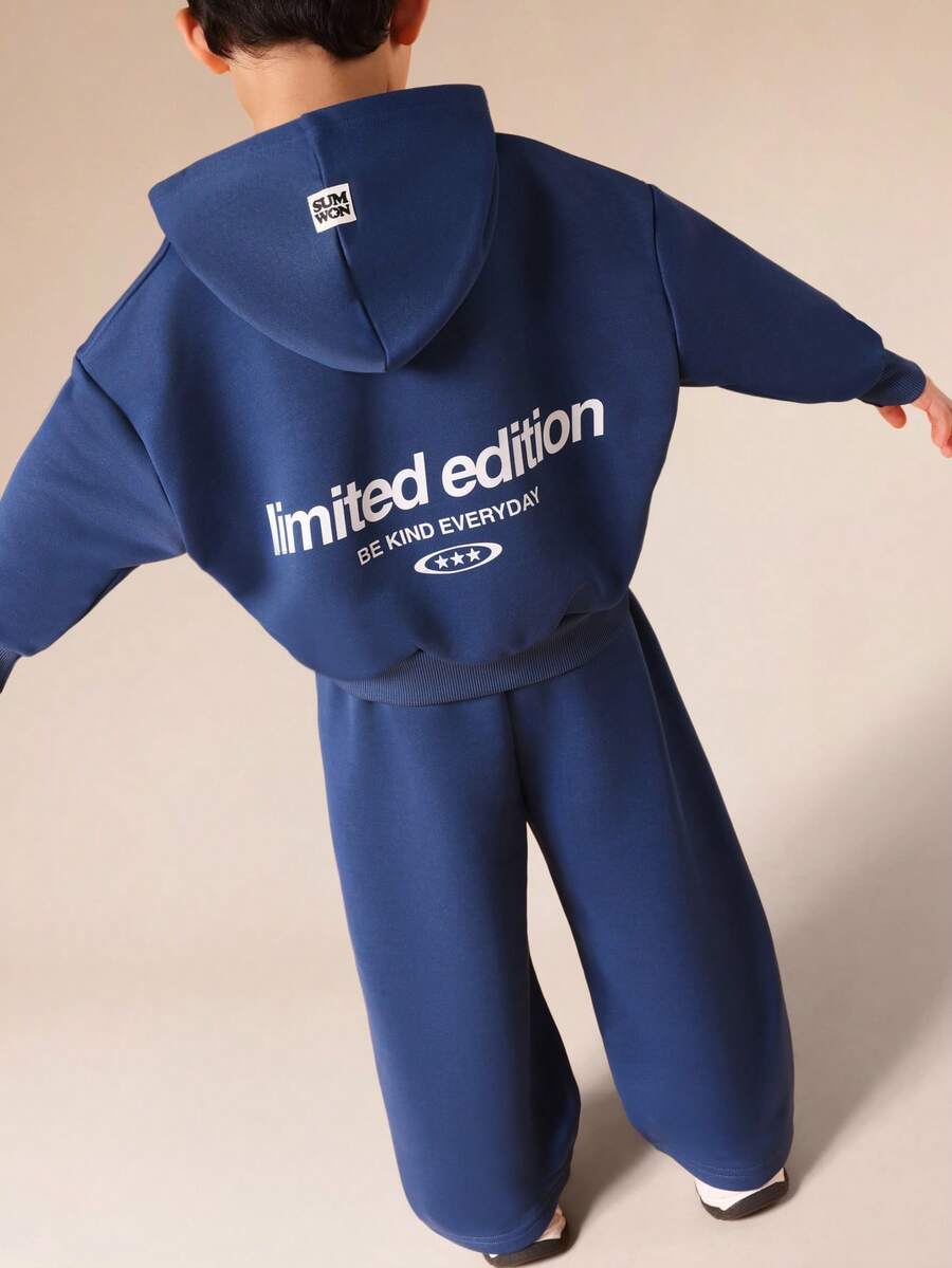 SUMWON 男童连帽衫和运动裤套装 休闲度假装 - 藍色 - 查看 1
