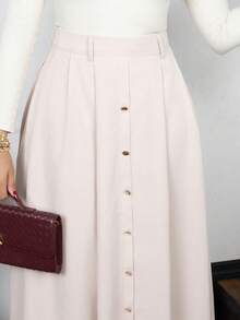 Melissa Matos Saia feminina casual francesa, simples, romântica e elegante, saia branca para formatura, roupa de verão - Damasco - Ver 5
